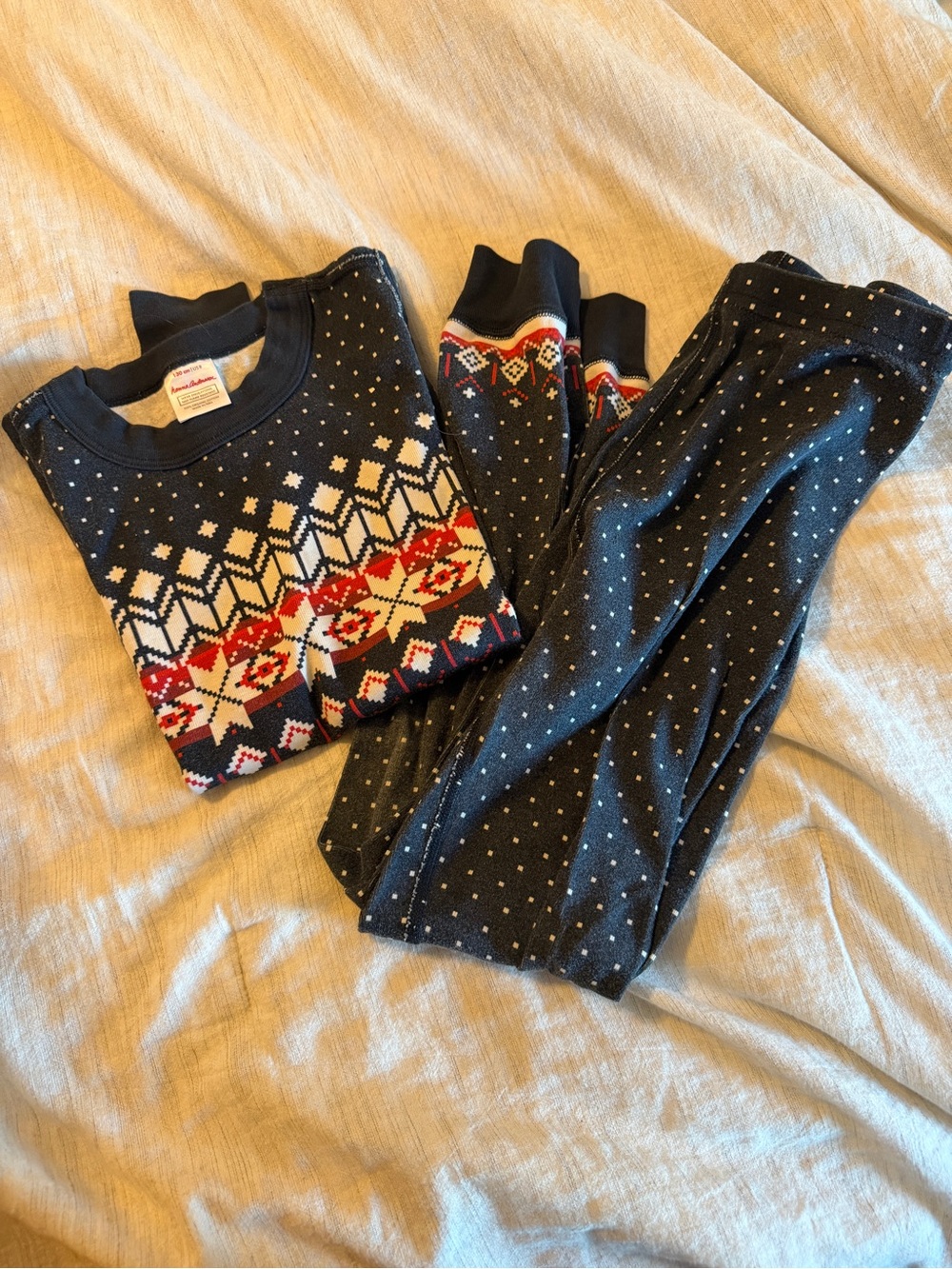 Hanna Andersson Navy Blue Fair Isle Pajama Set - Girls size 8